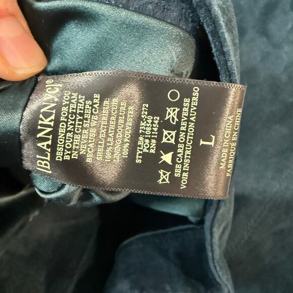 Blank NYC Women's Genuine Suede Moto Jacket Galactic Teal Dark Large - Picture 8 of 8